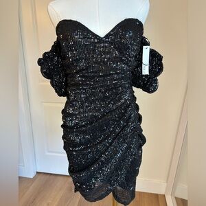 Steele Black Sequin Off Shoulder Dress